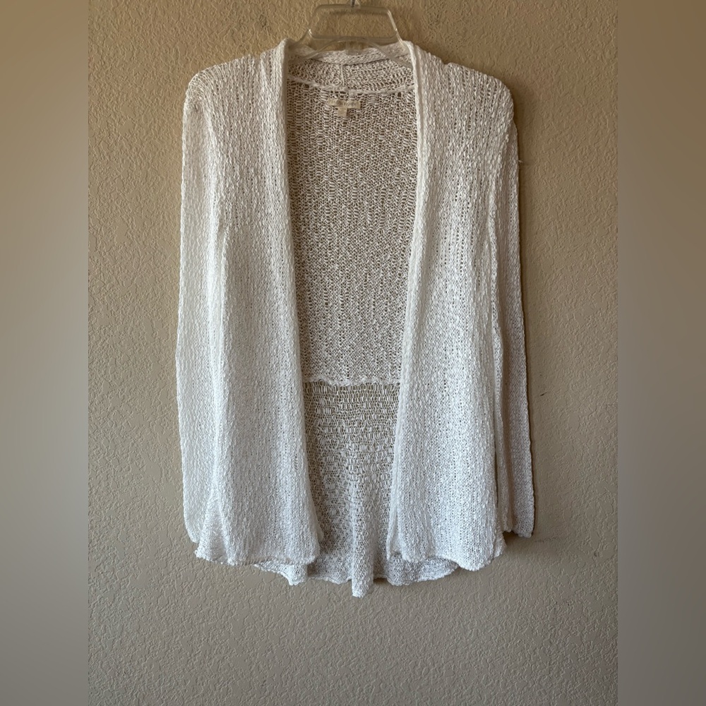 Eileen Fisher Open Front‎ 100% Cotton White Cardigan XS